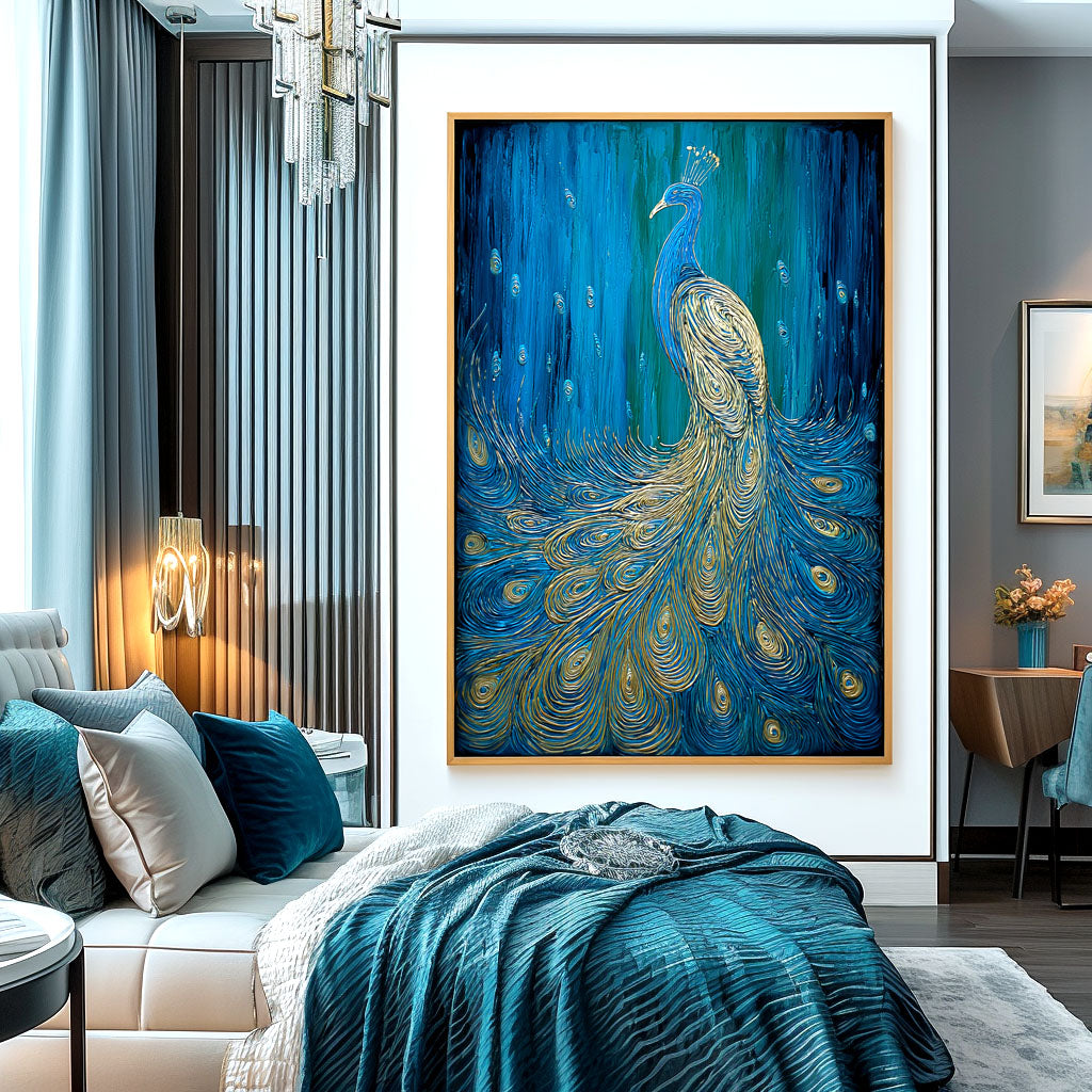 The Grace of the Peacock – Discover the Golden Feathers Art Series