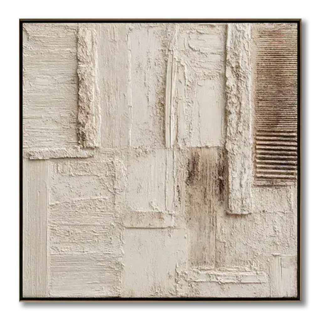 Quiet Structure – Minimal Abstract Wall Art, Modern Neutral Canvas for Living Room