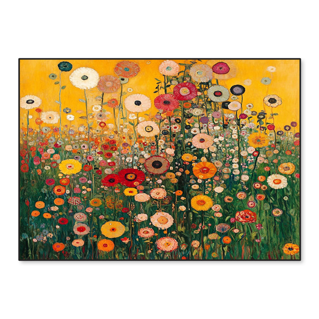 Golden Meadow – Hand-Painted 3D Textured Floral Canvas Wall Art