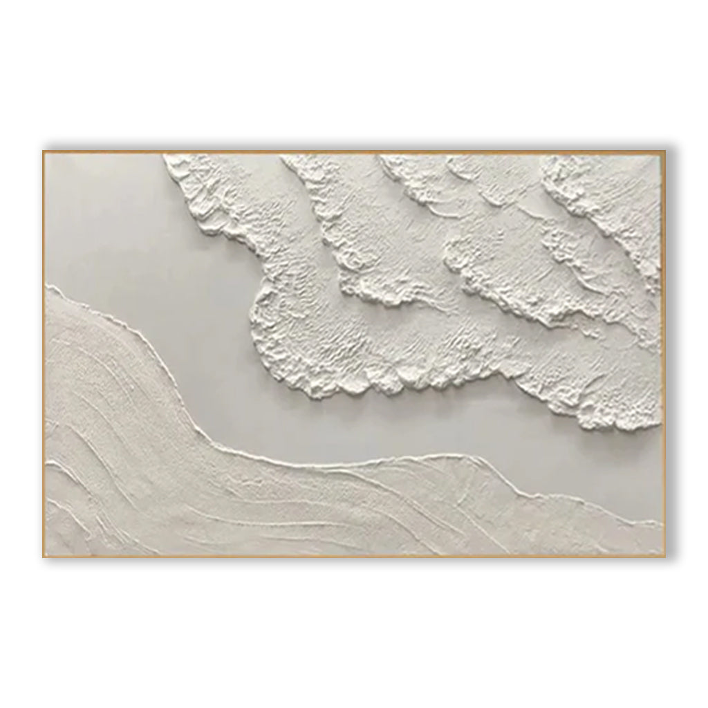 3D Textured Neutral Tone Wall Art - Minimalist Abstract Landscape Framed Decor for Modern Home