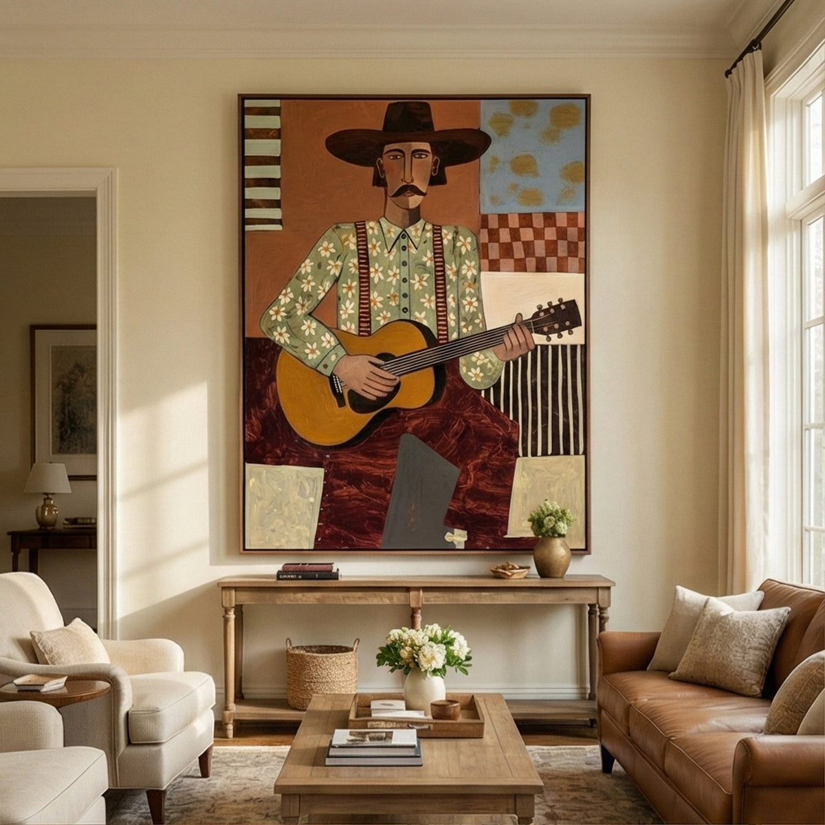 Melody in Bloom – Hand-Painted 3D Abstract Musician Canvas