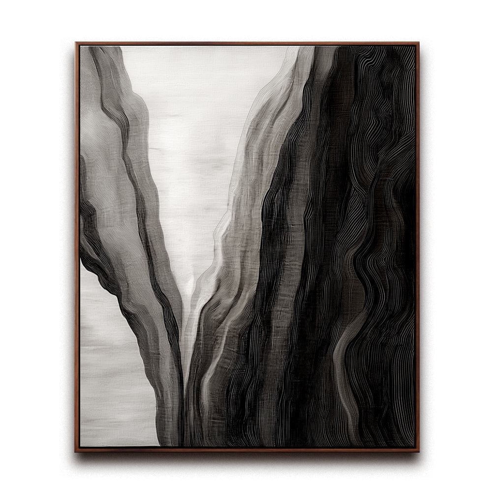 Abstract Black and White Textured Oil Painting - Modern Wall Art for Home Decor