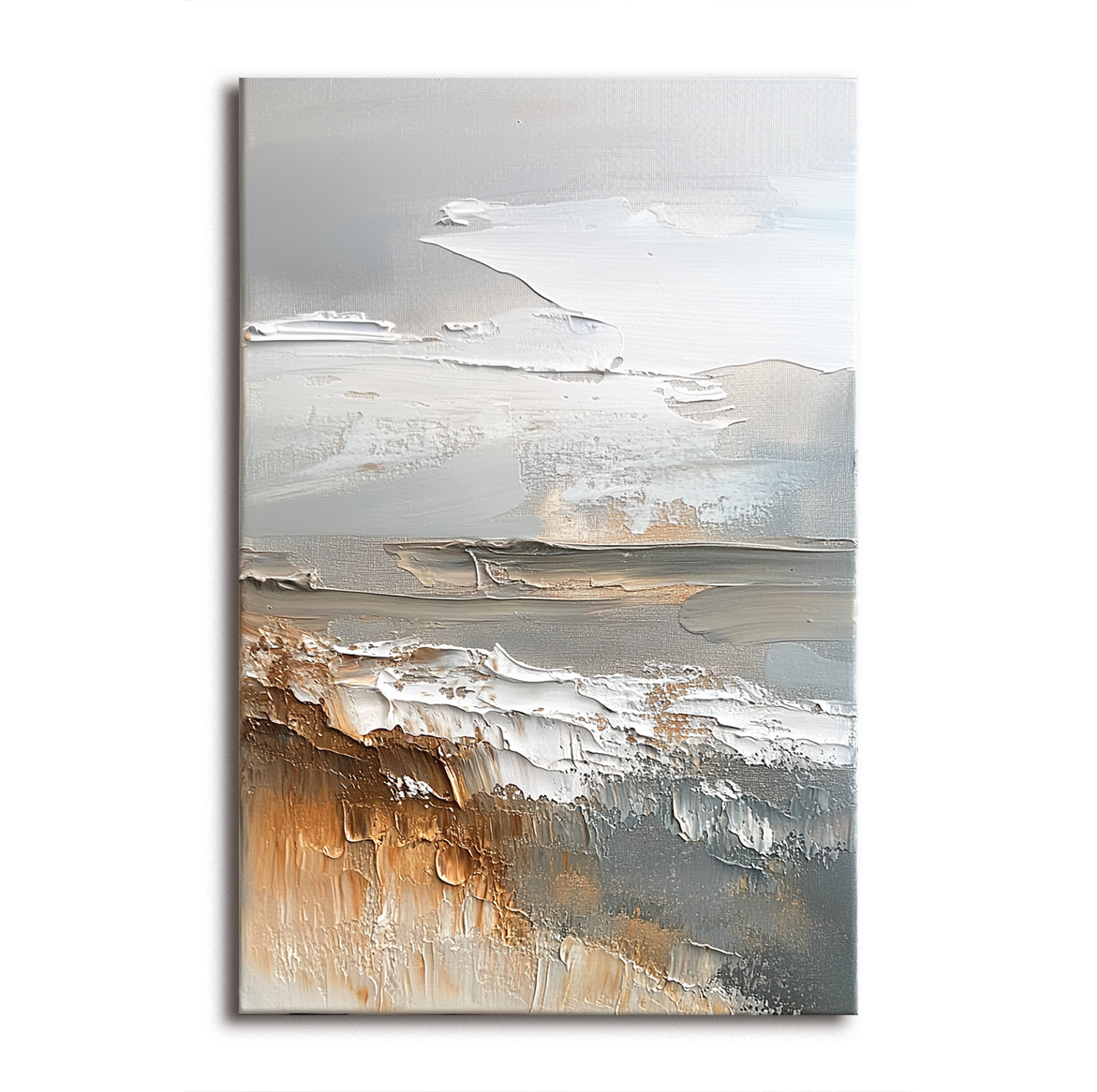 Abstract Textured Modern Art Canvas Painting - Neutral Brown & Grey Tones Wall Art for Home Decor
