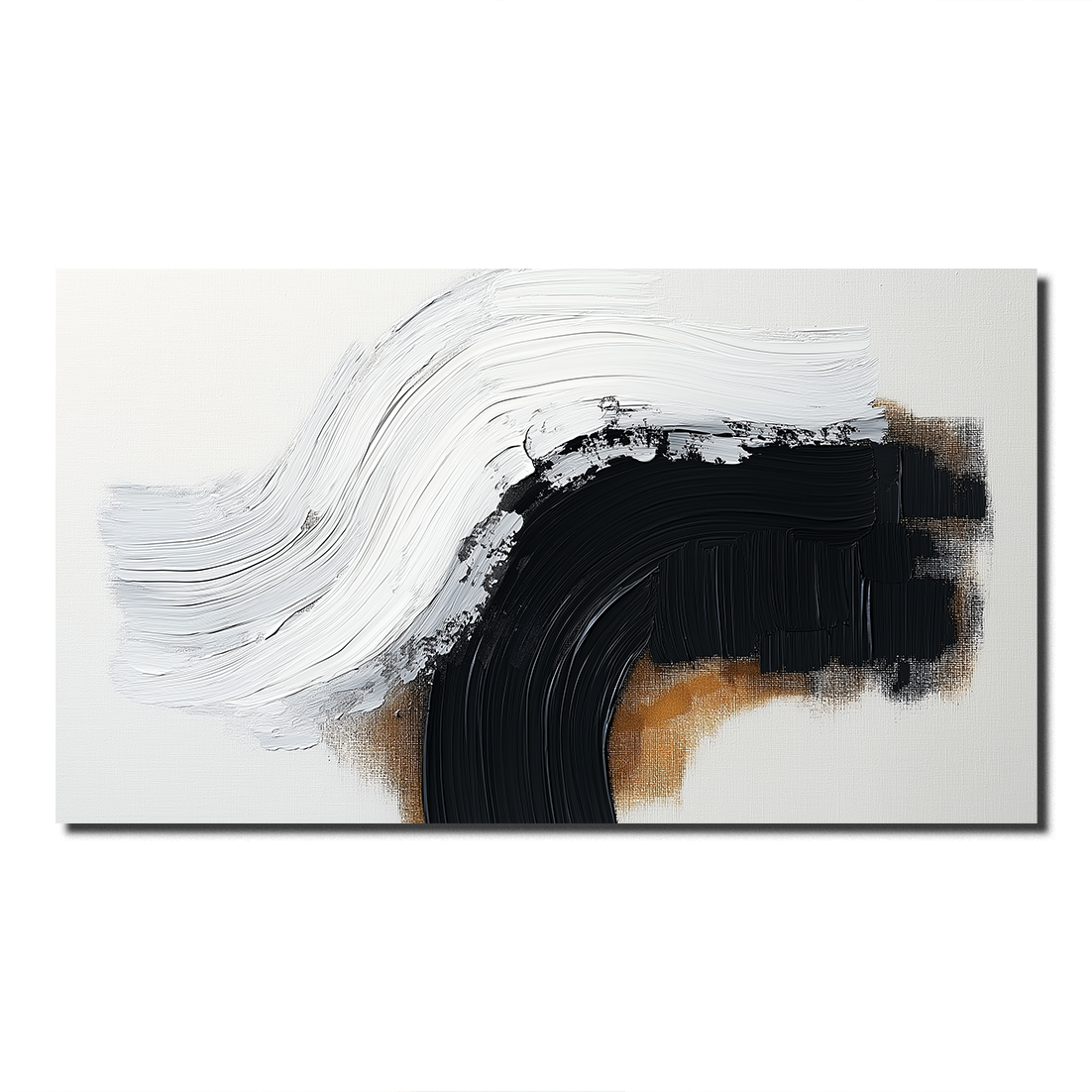 Black White Brown Abstract Wave Wall Art - Textured Minimalist Modern Home Decor