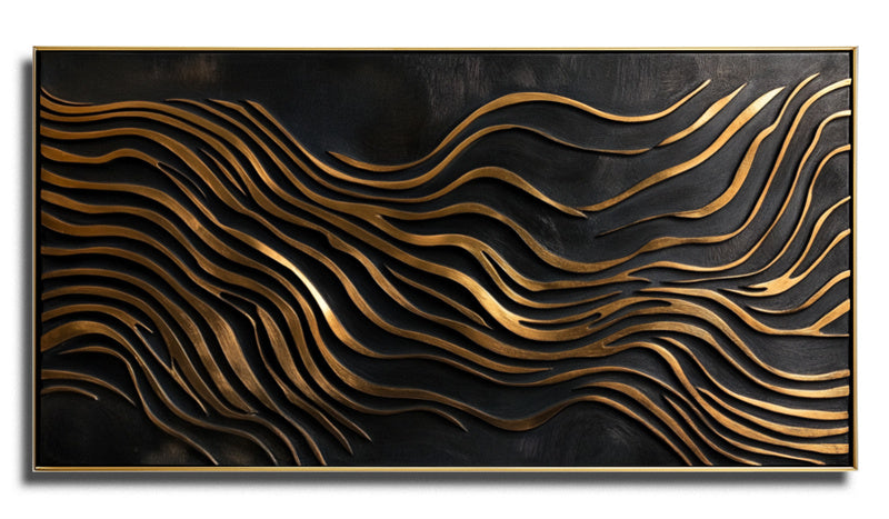Black and Gold Textured Abstract Painting