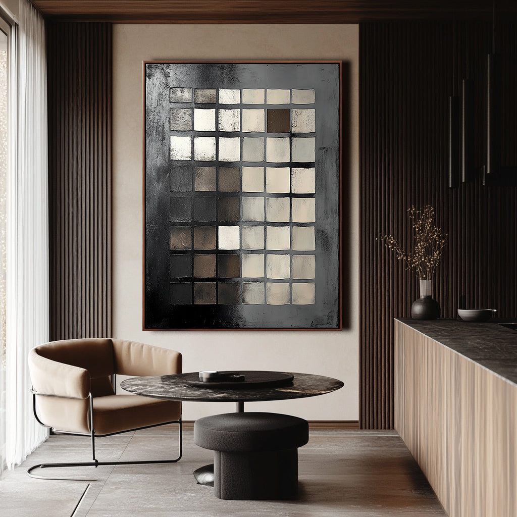 Black and White Abstract Painting for Modern Interiors