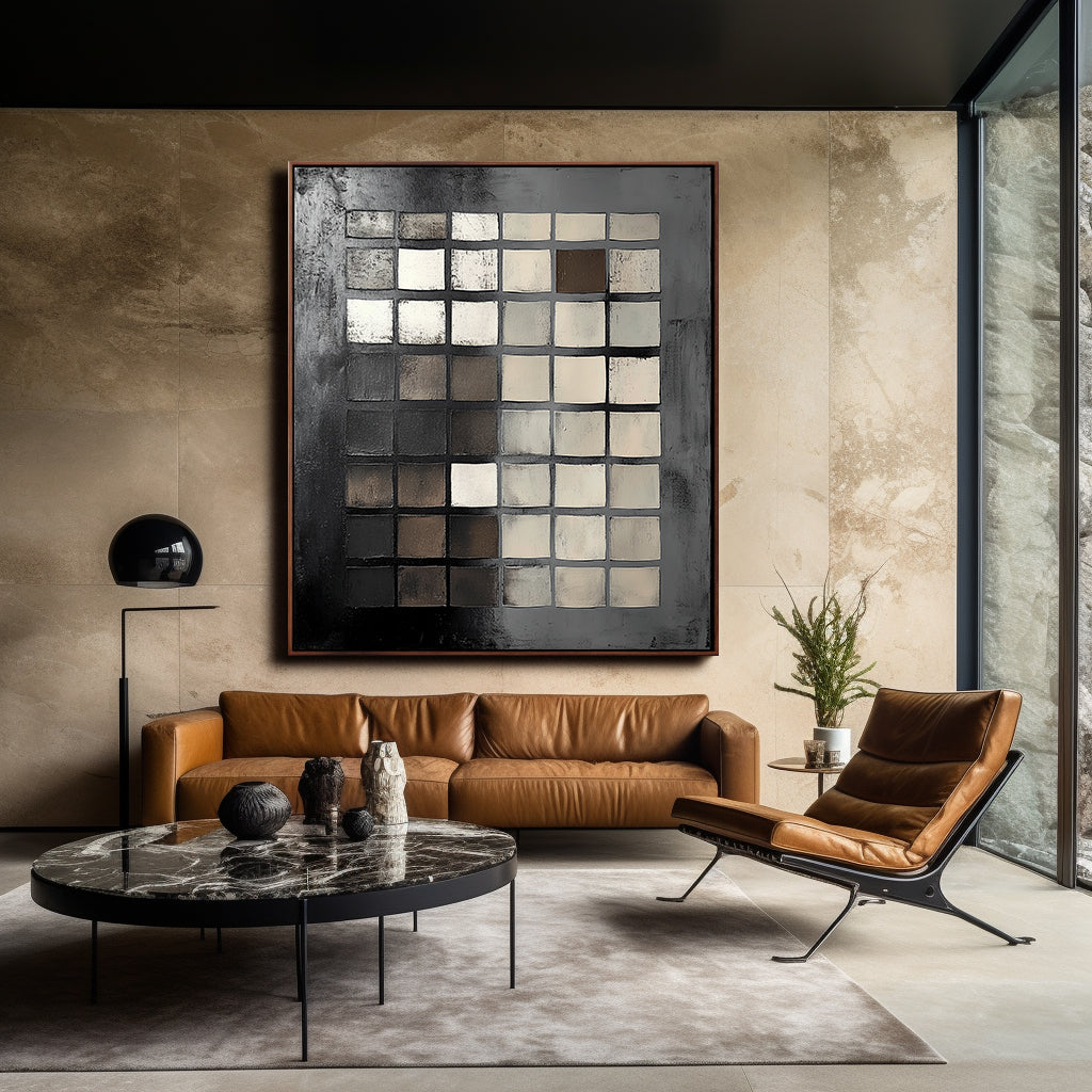 Black and White Abstract Painting for Modern Interiors