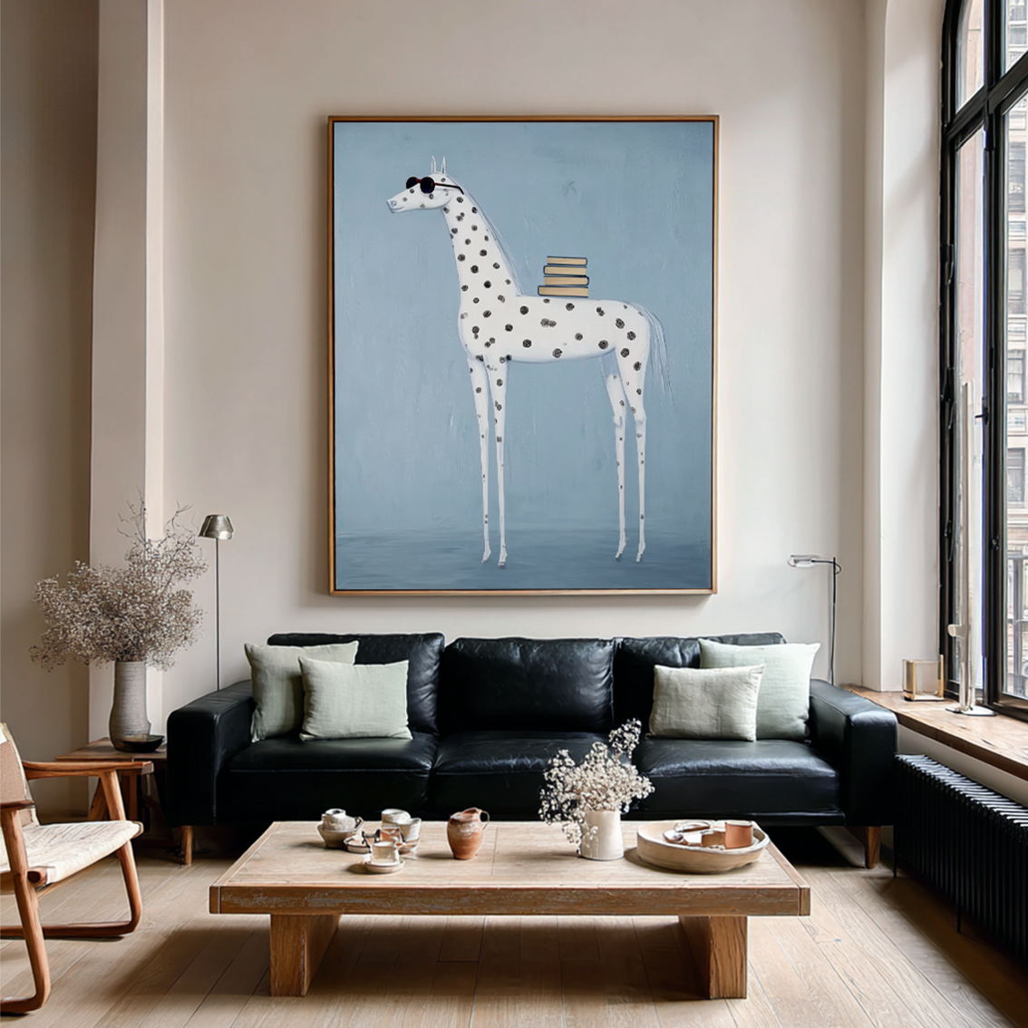 Blue Scholar - Whimsical Horse Canvas Art