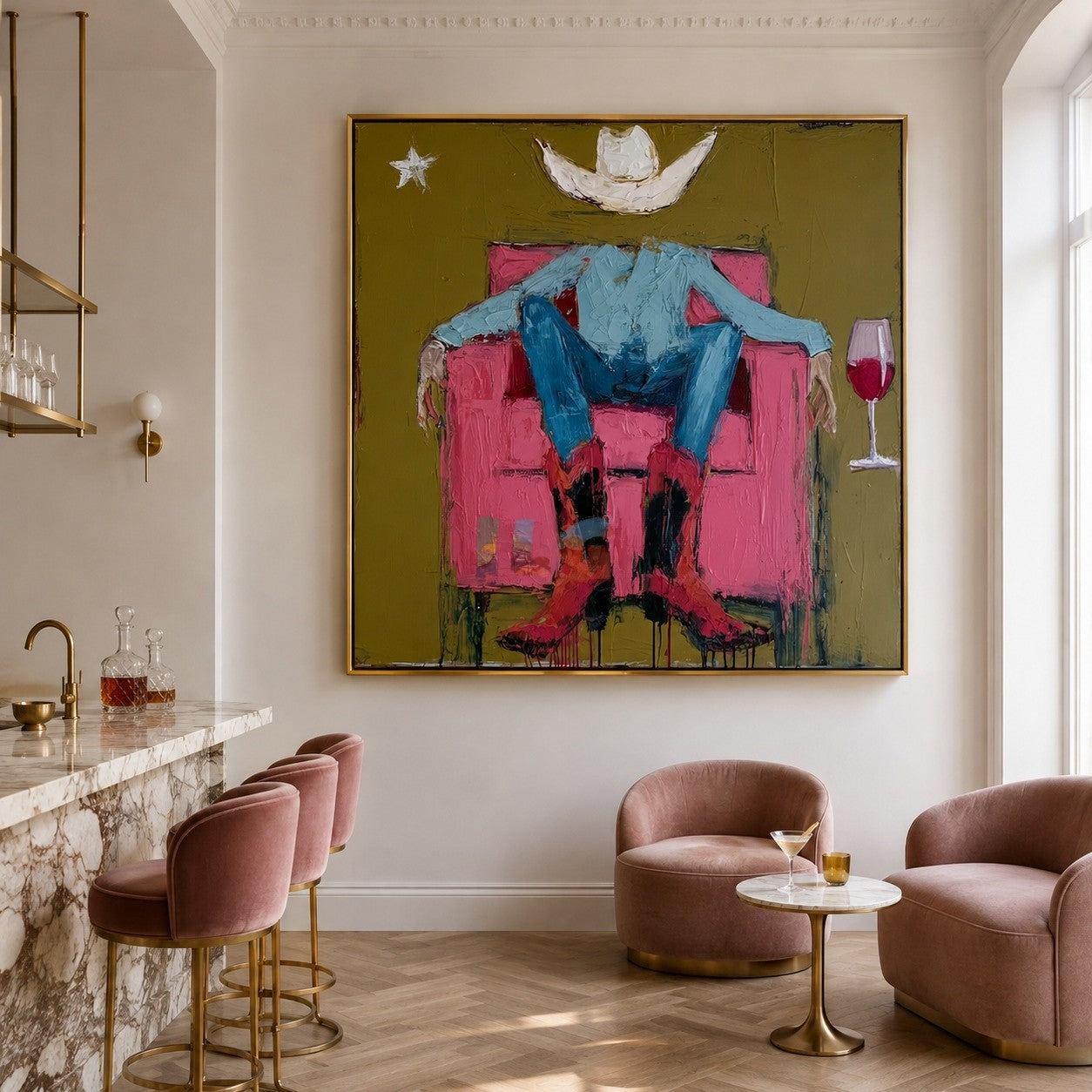 Western Lounge Figure – Contemporary Wall Art