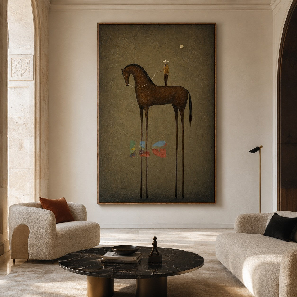 Moonlit Rider Horse – Minimal Western Figurative Wall Art