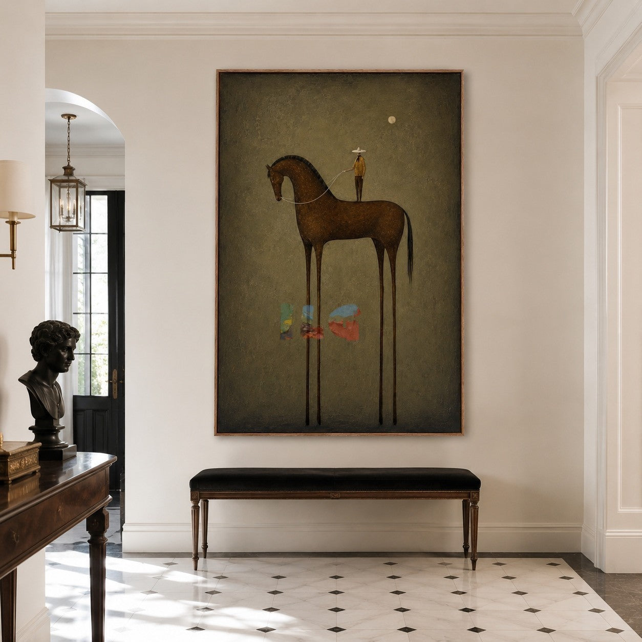 Moonlit Rider Horse – Minimal Western Figurative Wall Art