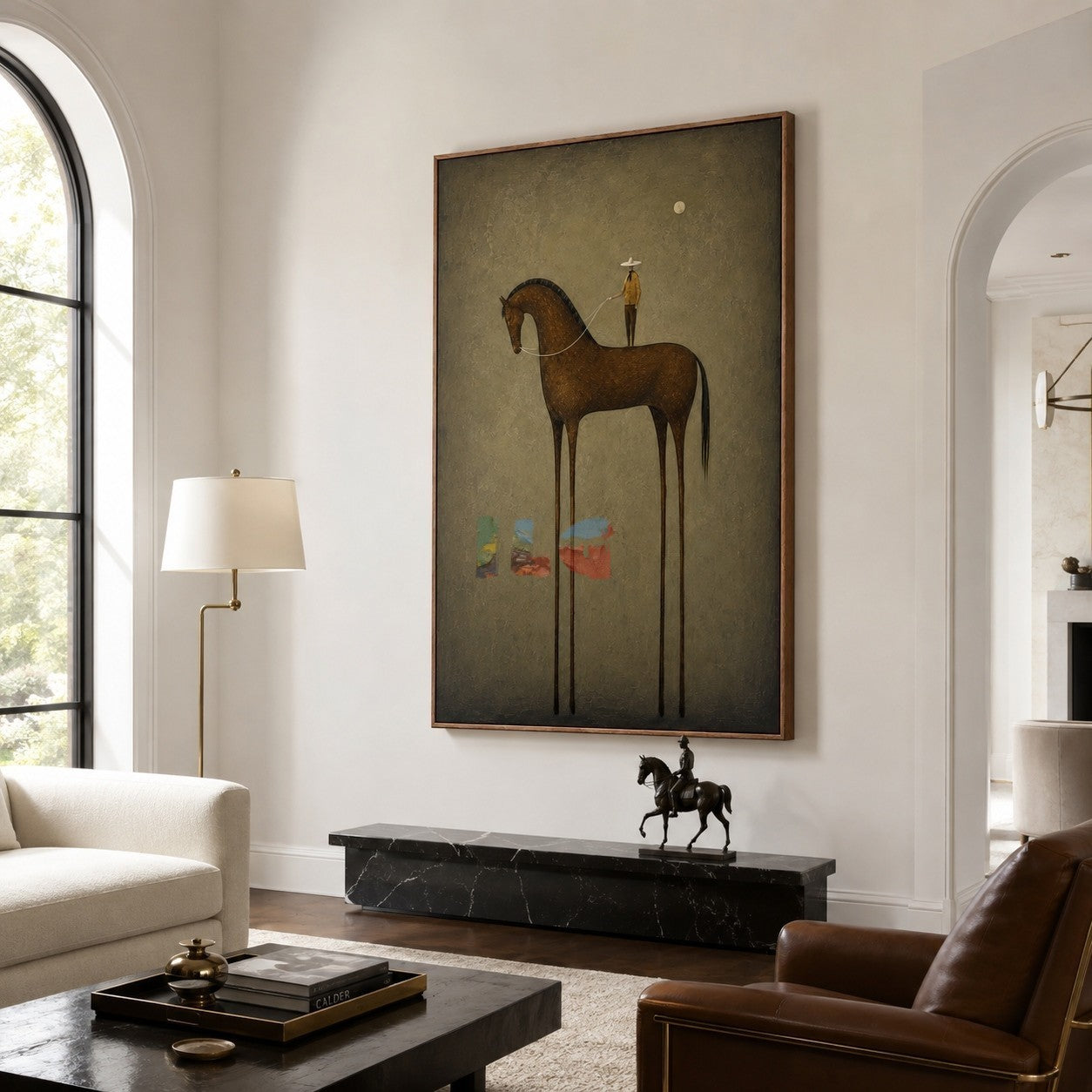 Moonlit Rider Horse – Minimal Western Figurative Wall Art