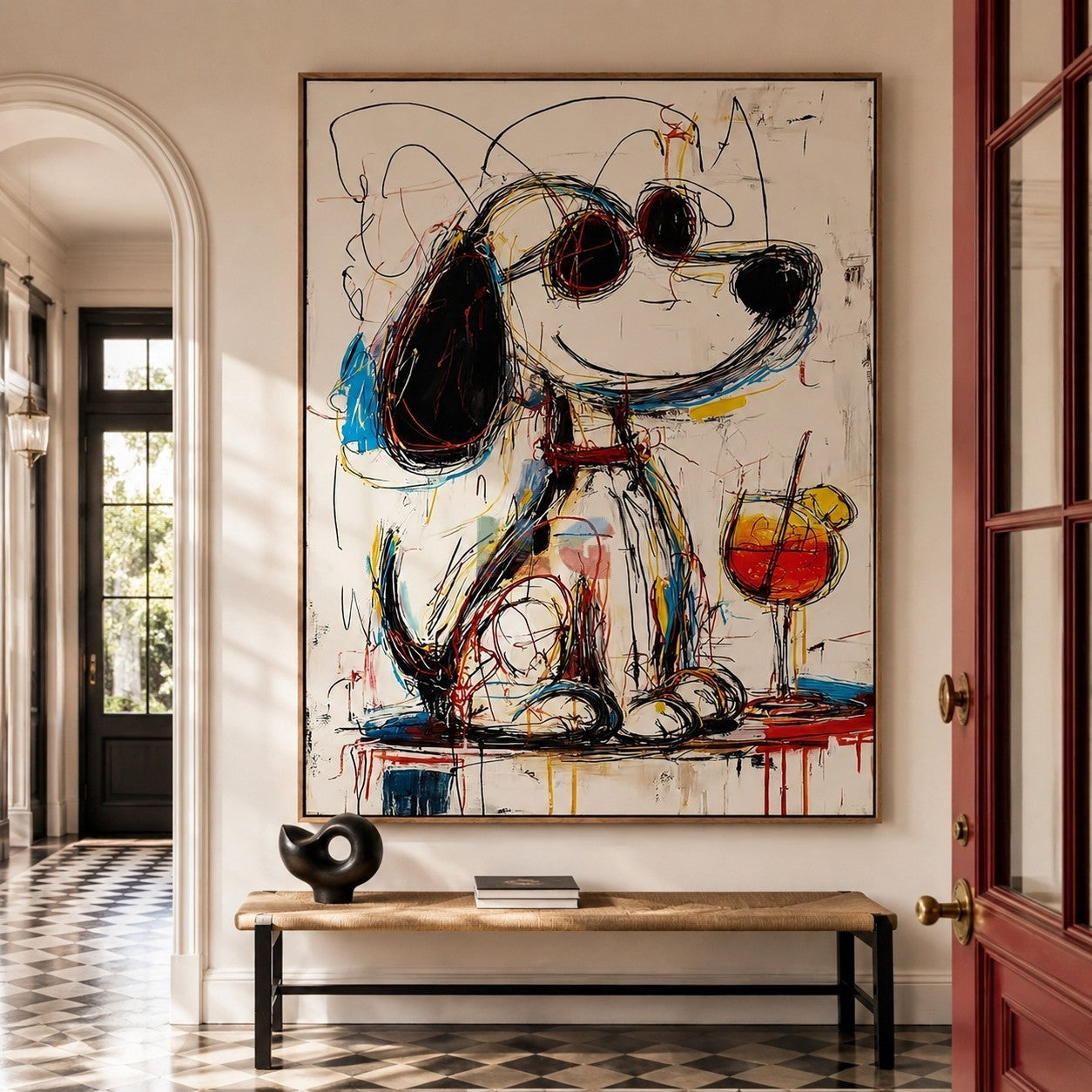 Abstract Puppy Portrait – Contemporary Pop Art Wall Art