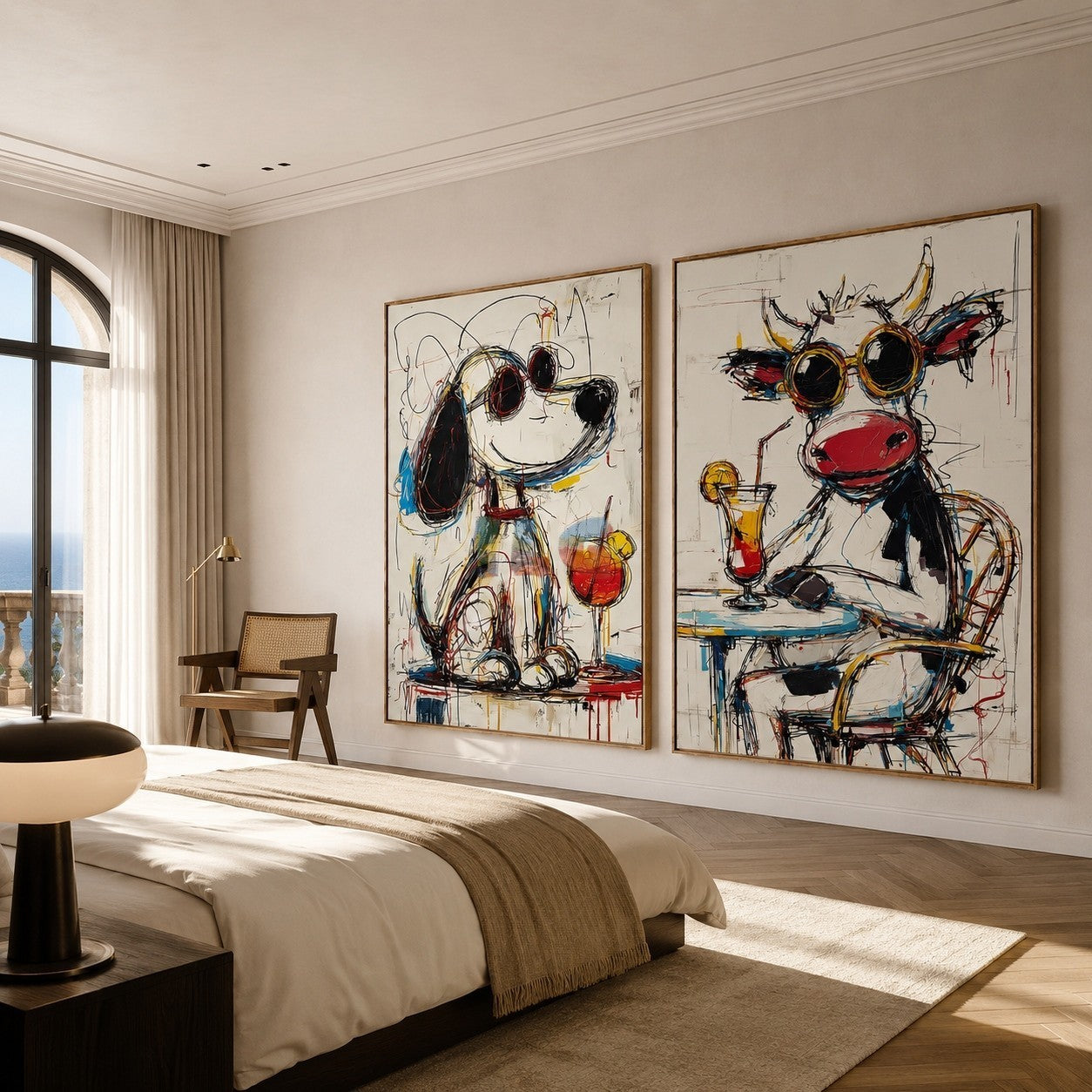 Playful Animal Duo – Contemporary Pop Art Wall Art Set