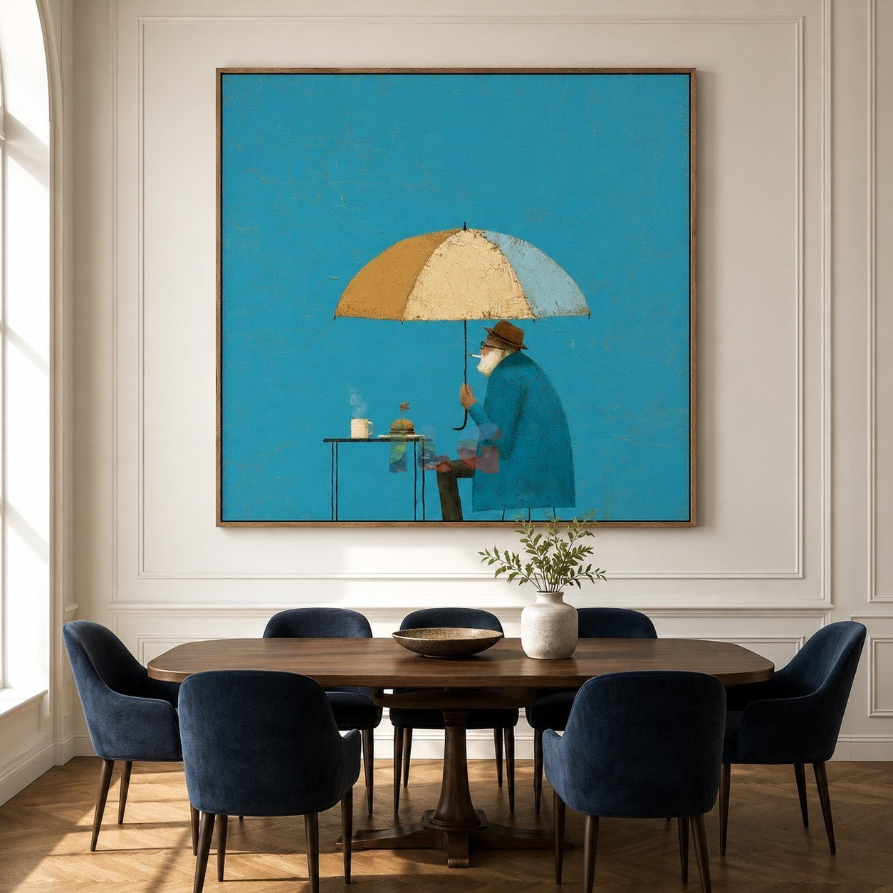 Under the Blue Umbrella – Whimsical Figurative Wall Art