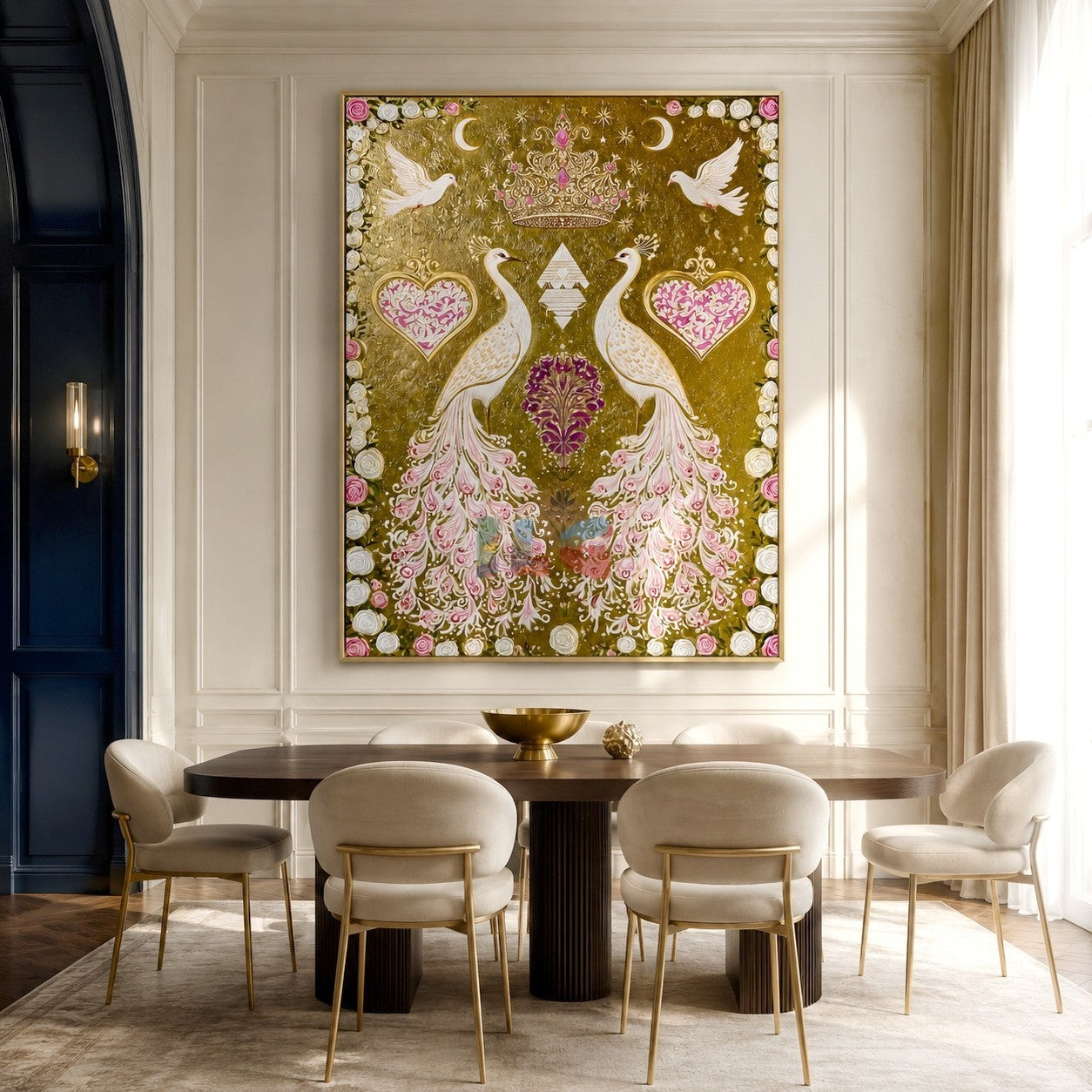 Regal Peacock Garden – Ornate Botanical Wall Art