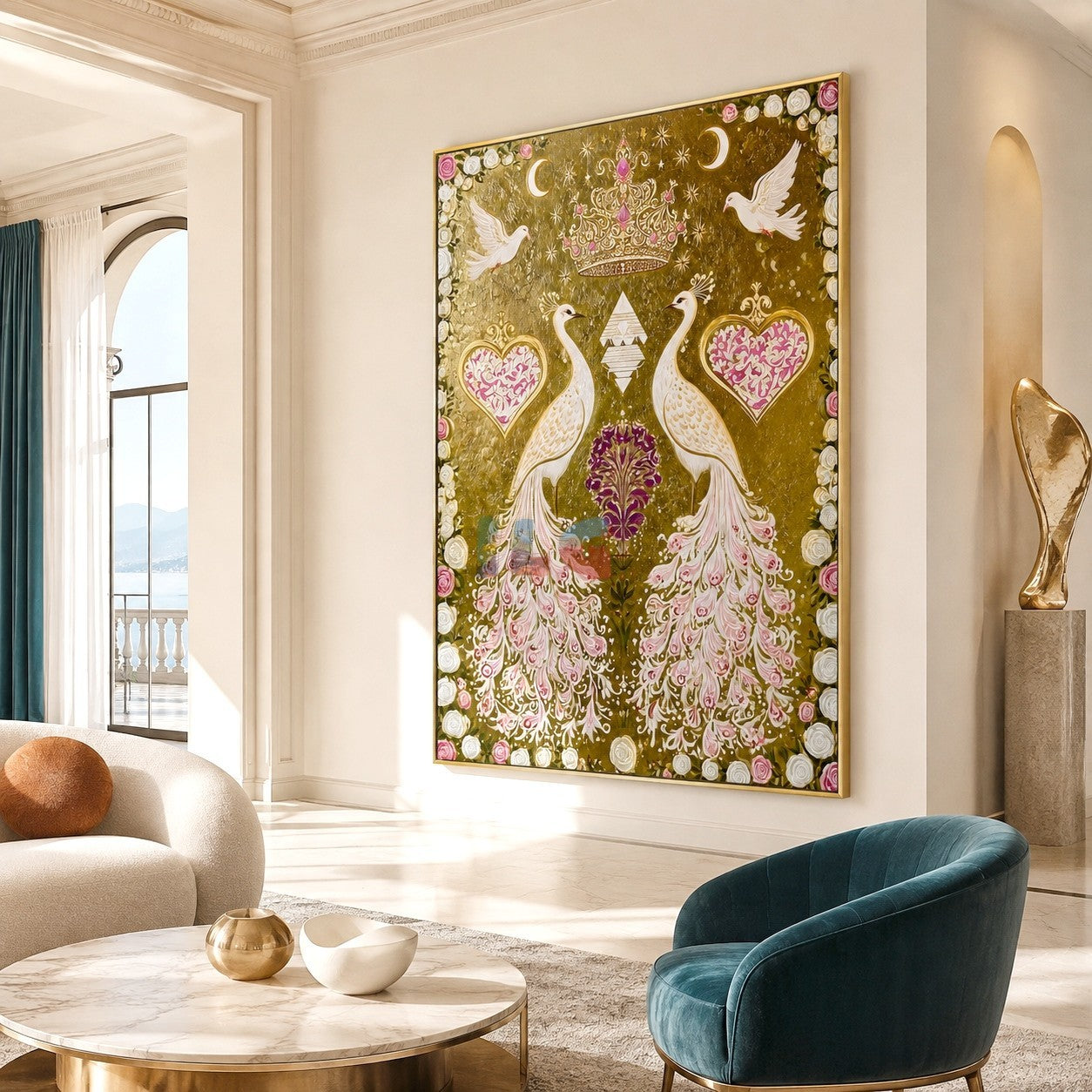 Regal Peacock Garden – Ornate Botanical Wall Art