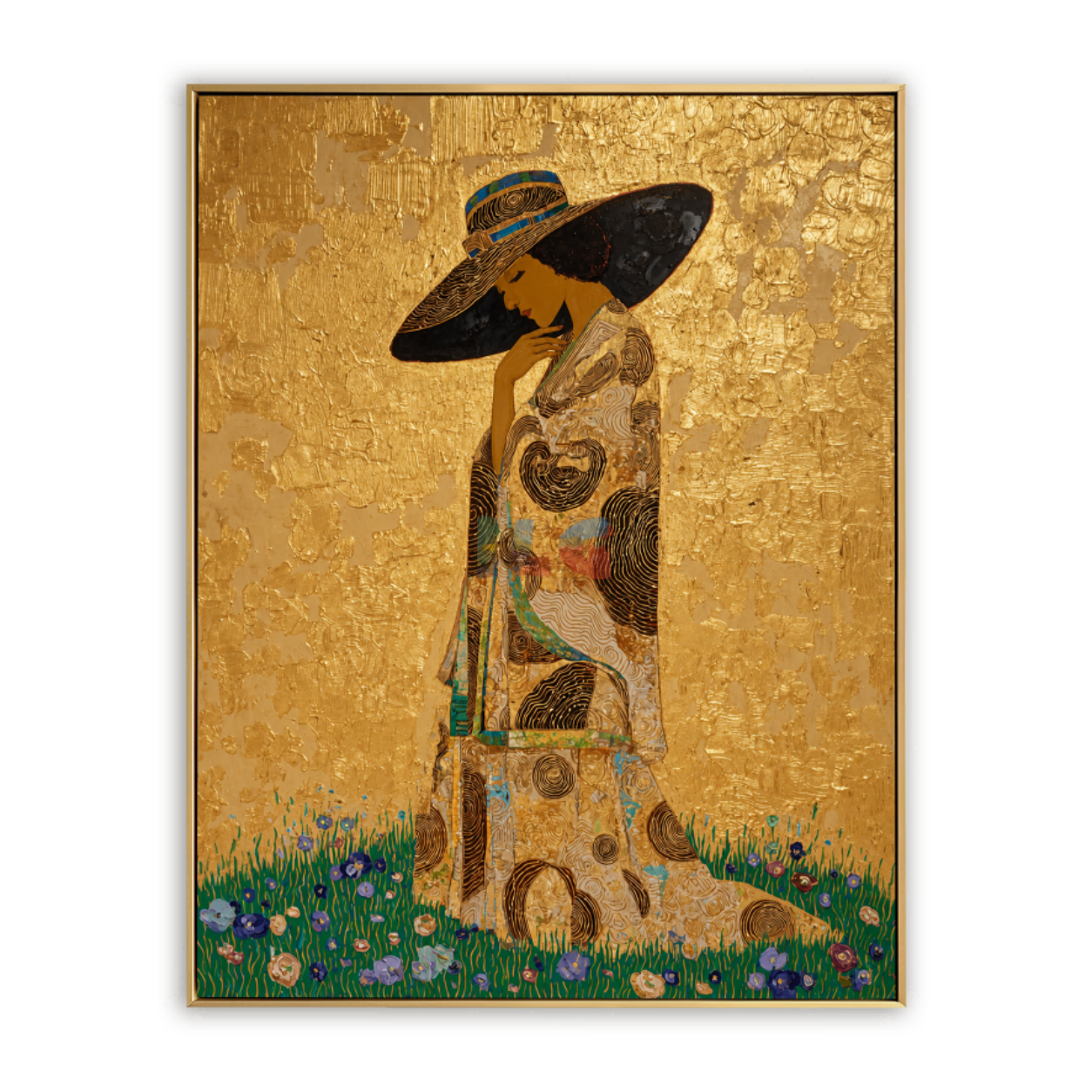 Sunlit Kimono Muse – Ornate Figurative Floral Wall Art