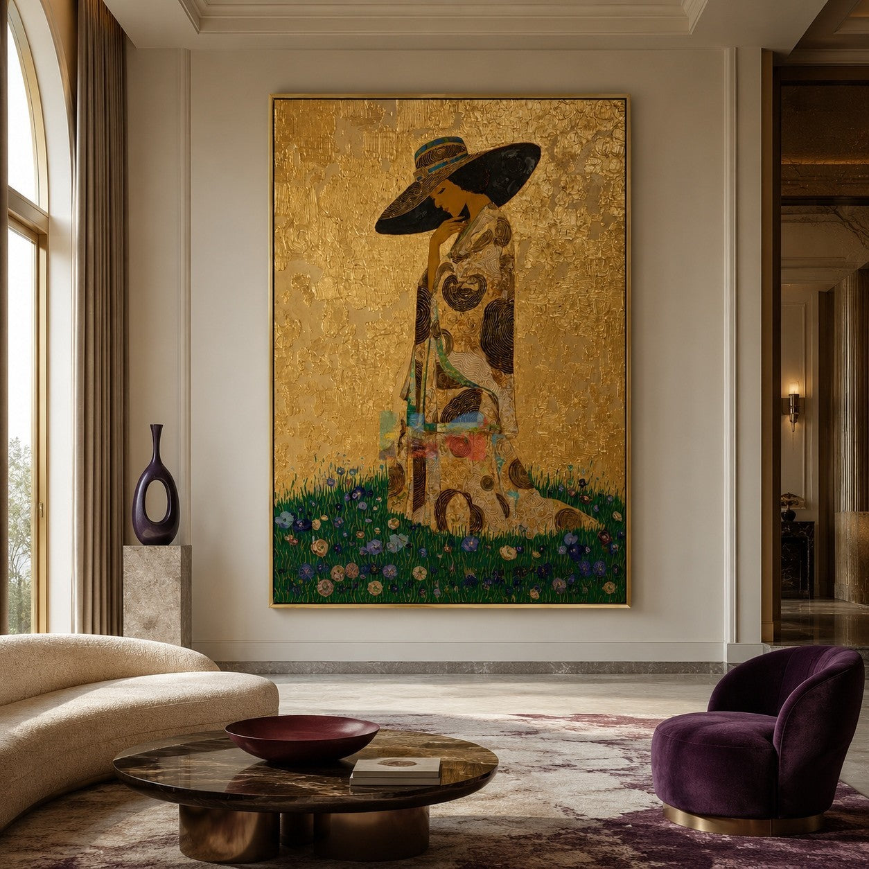 Sunlit Kimono Muse – Ornate Figurative Floral Wall Art
