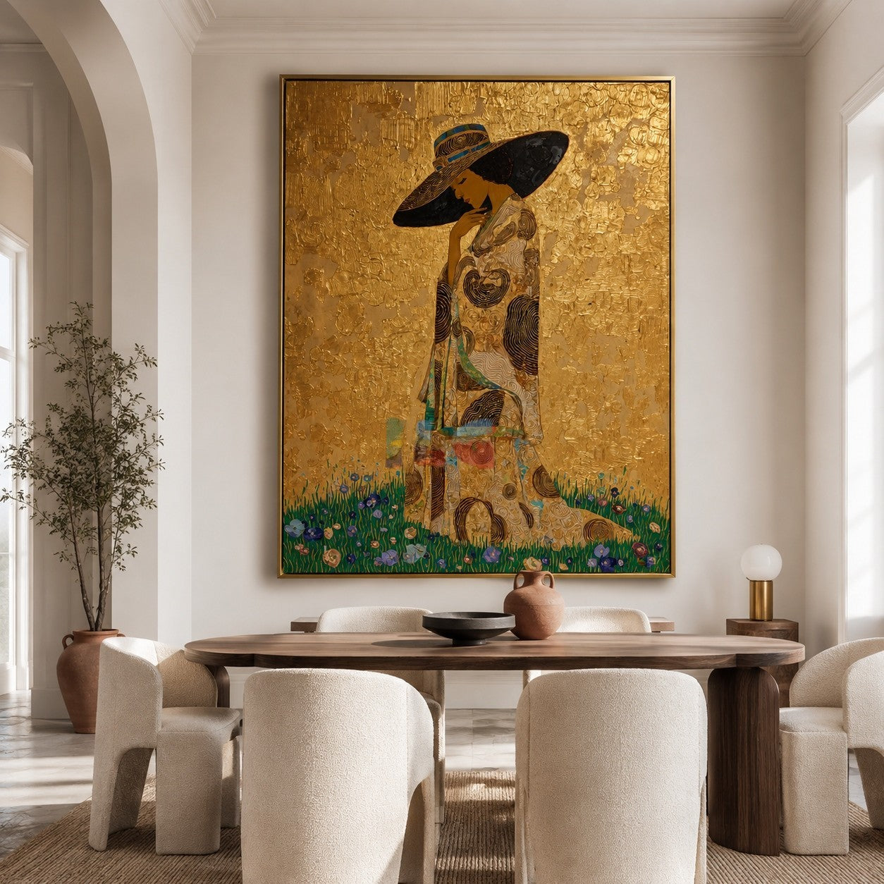 Sunlit Kimono Muse – Ornate Figurative Floral Wall Art