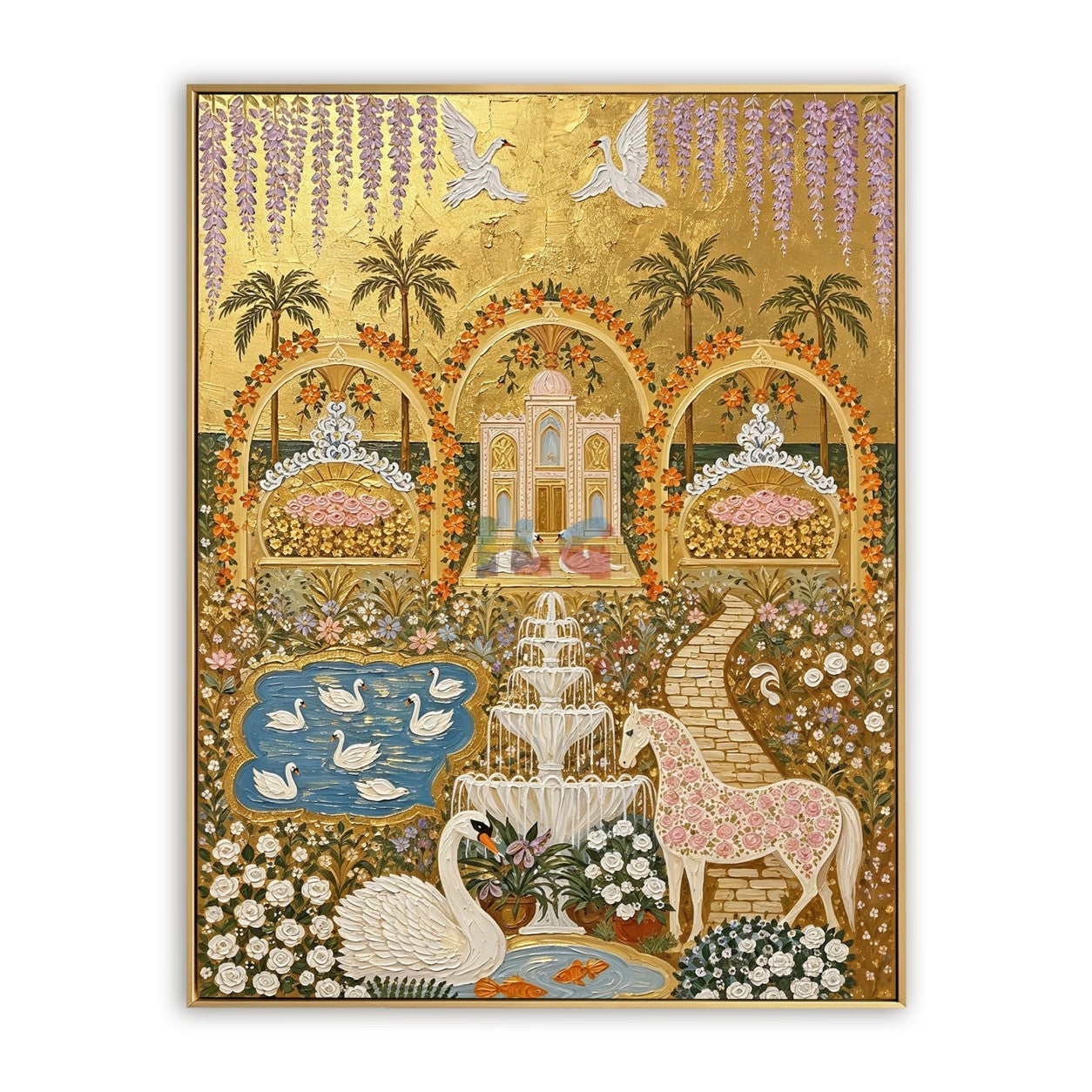 Palace Bloom Menagerie – Ornate Gold Garden Wall Art