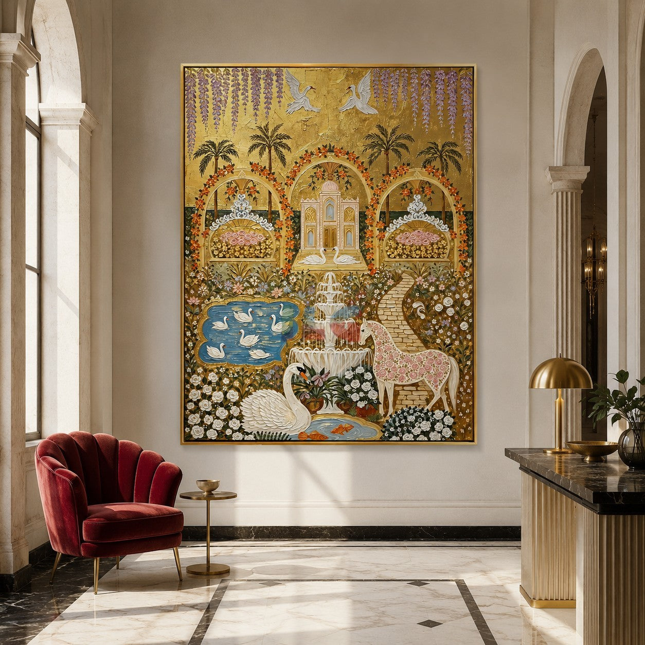 Palace Bloom Menagerie – Ornate Gold Garden Wall Art