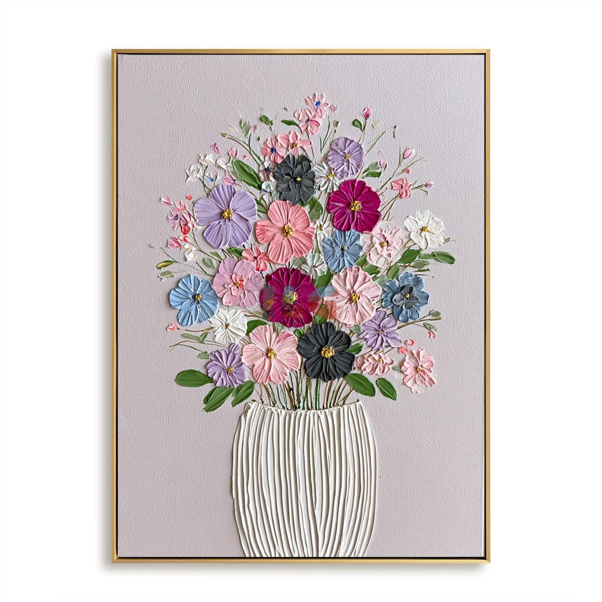 Blush Bouquet Bloom – Textured Floral Vase Wall Art