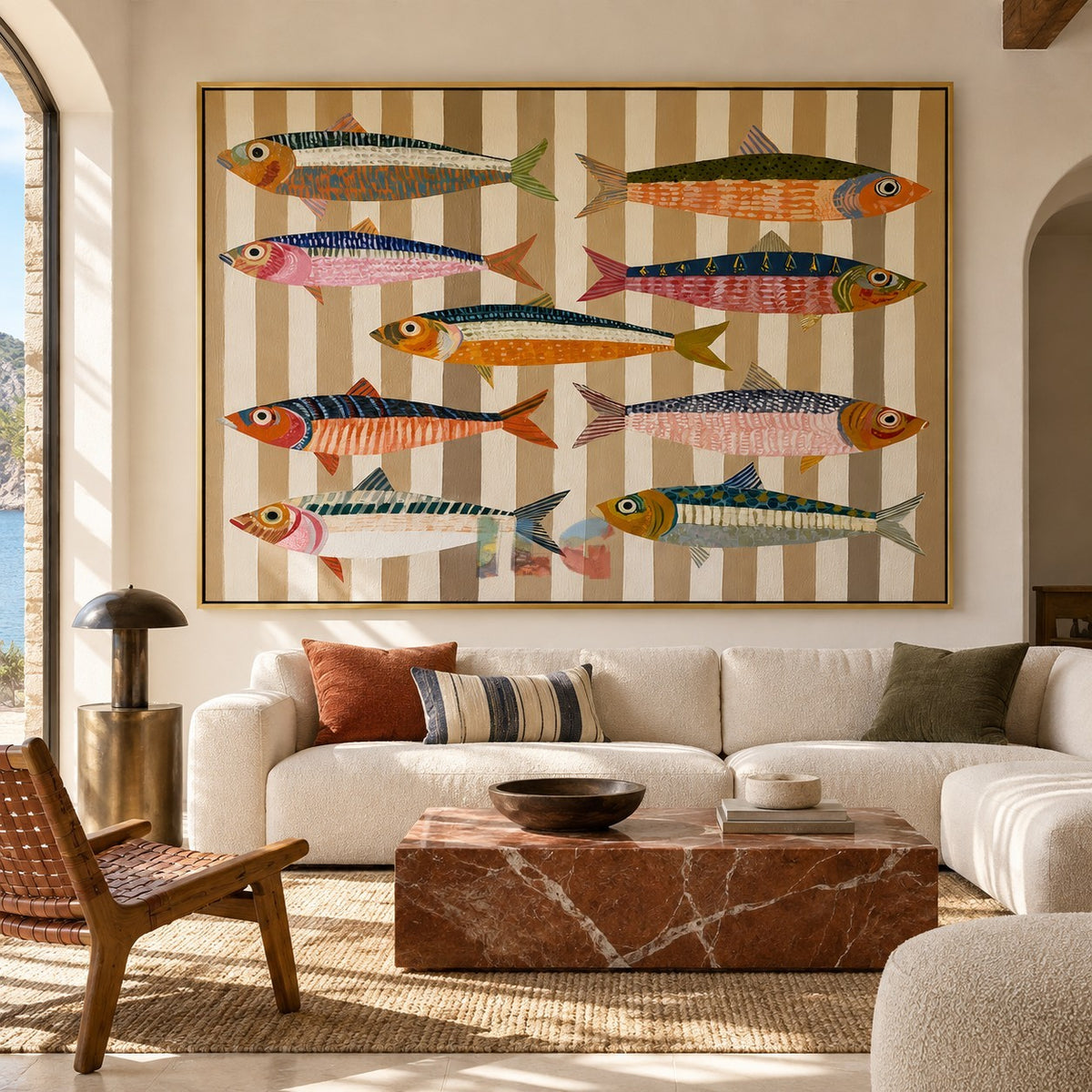 Ocean Stripe Fish Collection – Coastal Abstract Wall Art