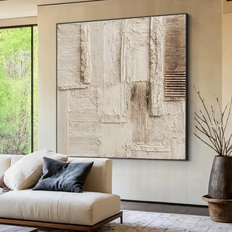 Quiet Structure – Minimal Abstract Wall Art, Modern Neutral Canvas for Living Room