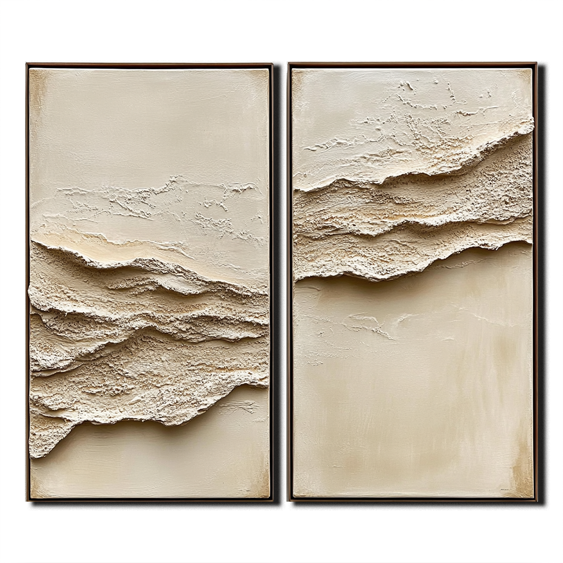 Handcrafted Beige Diptych Painting for Modern Interiors