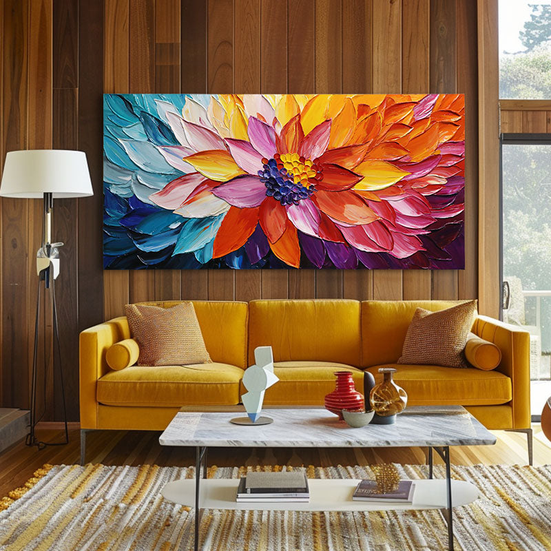 Horizontal Colorful Abstract Floral Painting