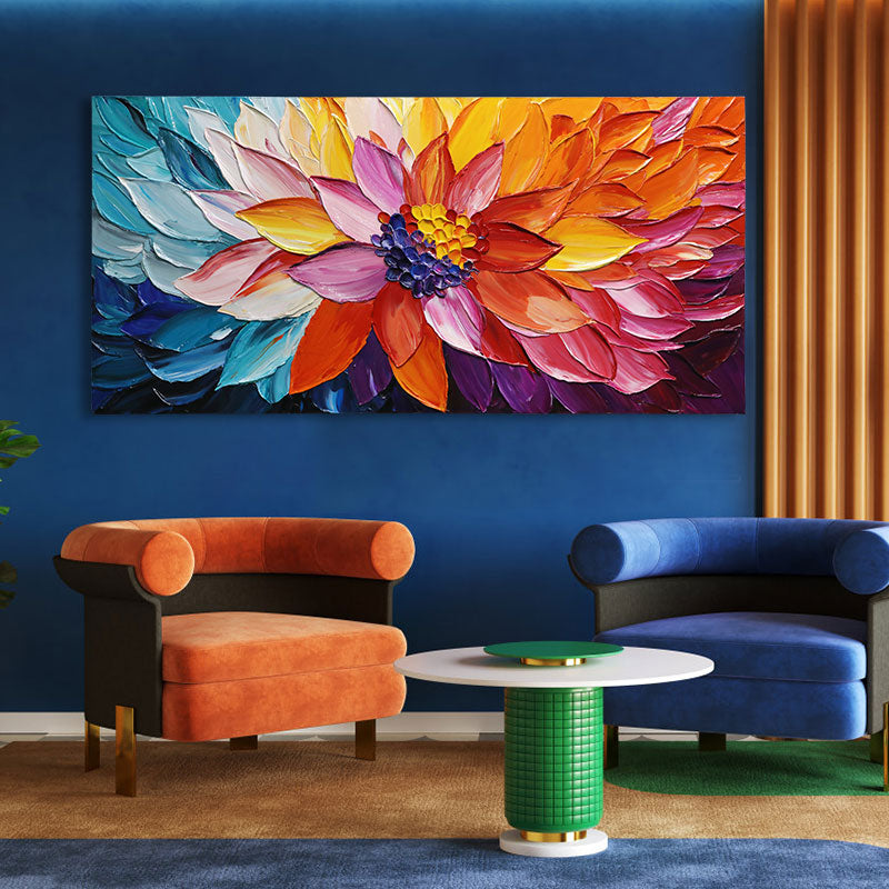 Horizontal Colorful Abstract Floral Painting