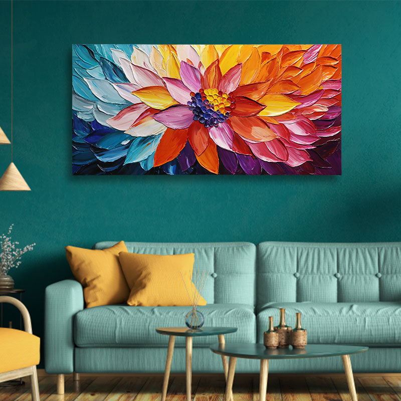 Horizontal Colorful Abstract Floral Painting