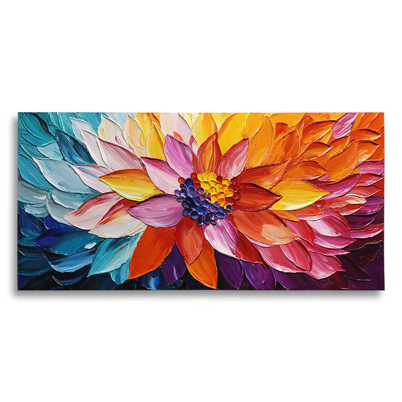 Horizontal Colorful Abstract Floral Painting