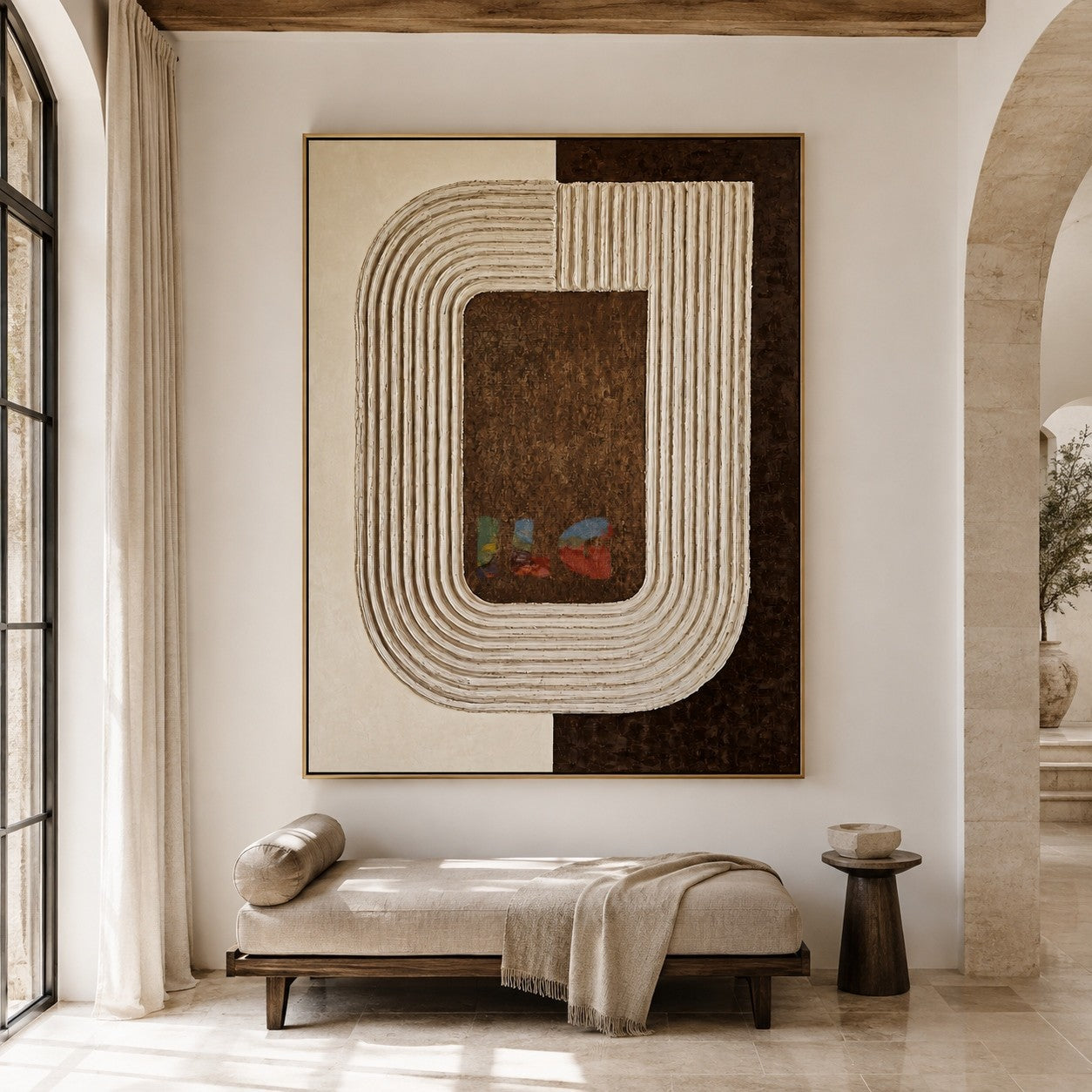 Architectural Flow Frame – Minimalist Abstract Textured Wall Art
