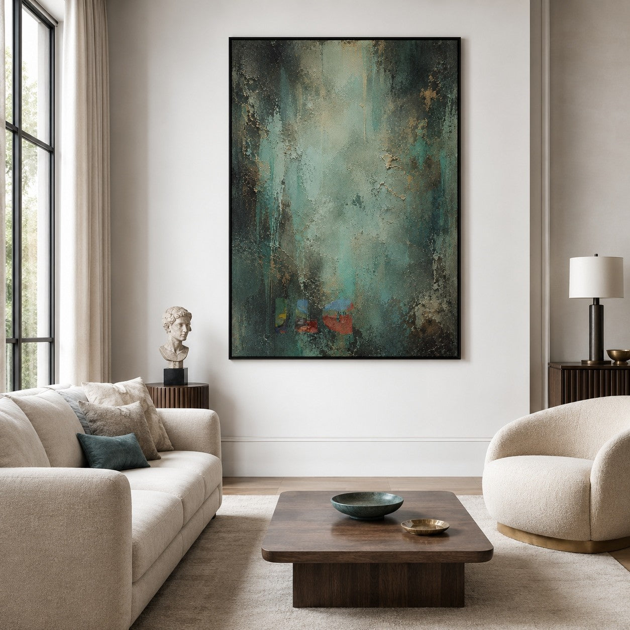 Emerald Mist Depths – Abstract Organic Textured Wall Art