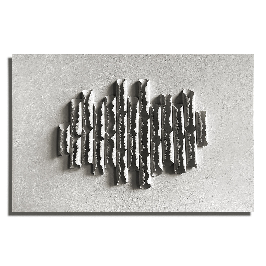 Minimalist 3D Textured Wall Art: Light Gray Concrete - like Sculpture