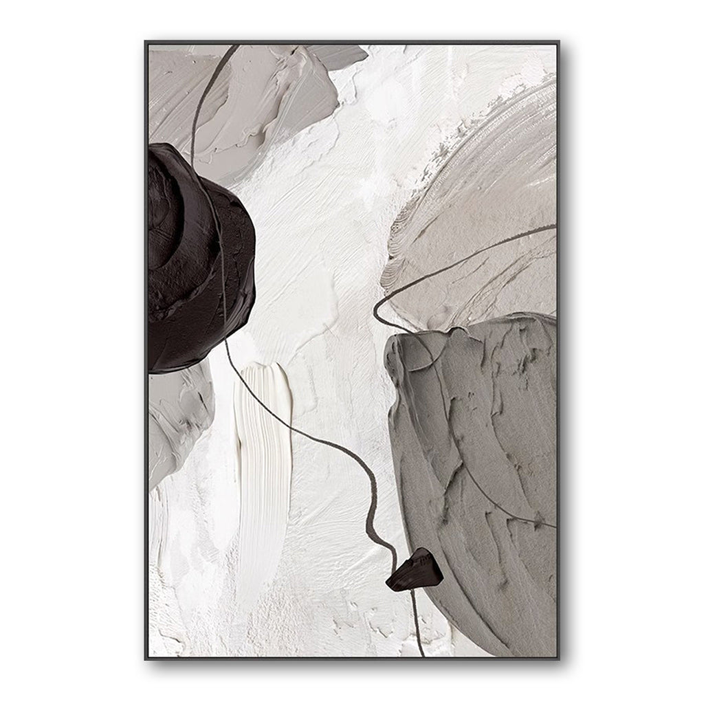 Minimalist Black & White Abstract Painting: Textured Wall Art