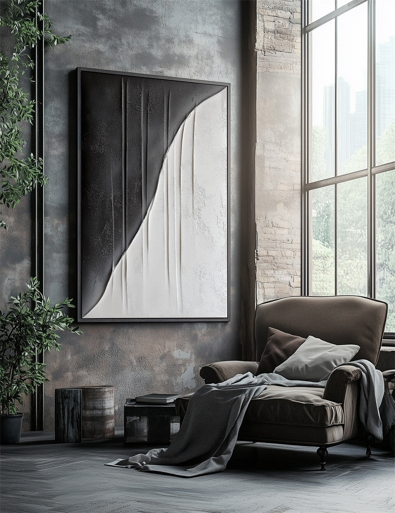 Minimalist Geometric Textured Painting for Modern Industrial Interiors