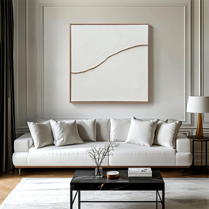 Minimalist White Textured Abstract Painting