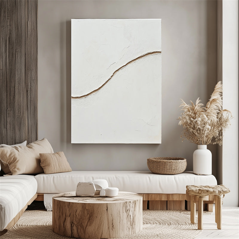 Minimalist White Textured Abstract Painting