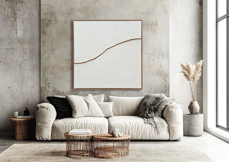 Minimalist White Textured Abstract Painting