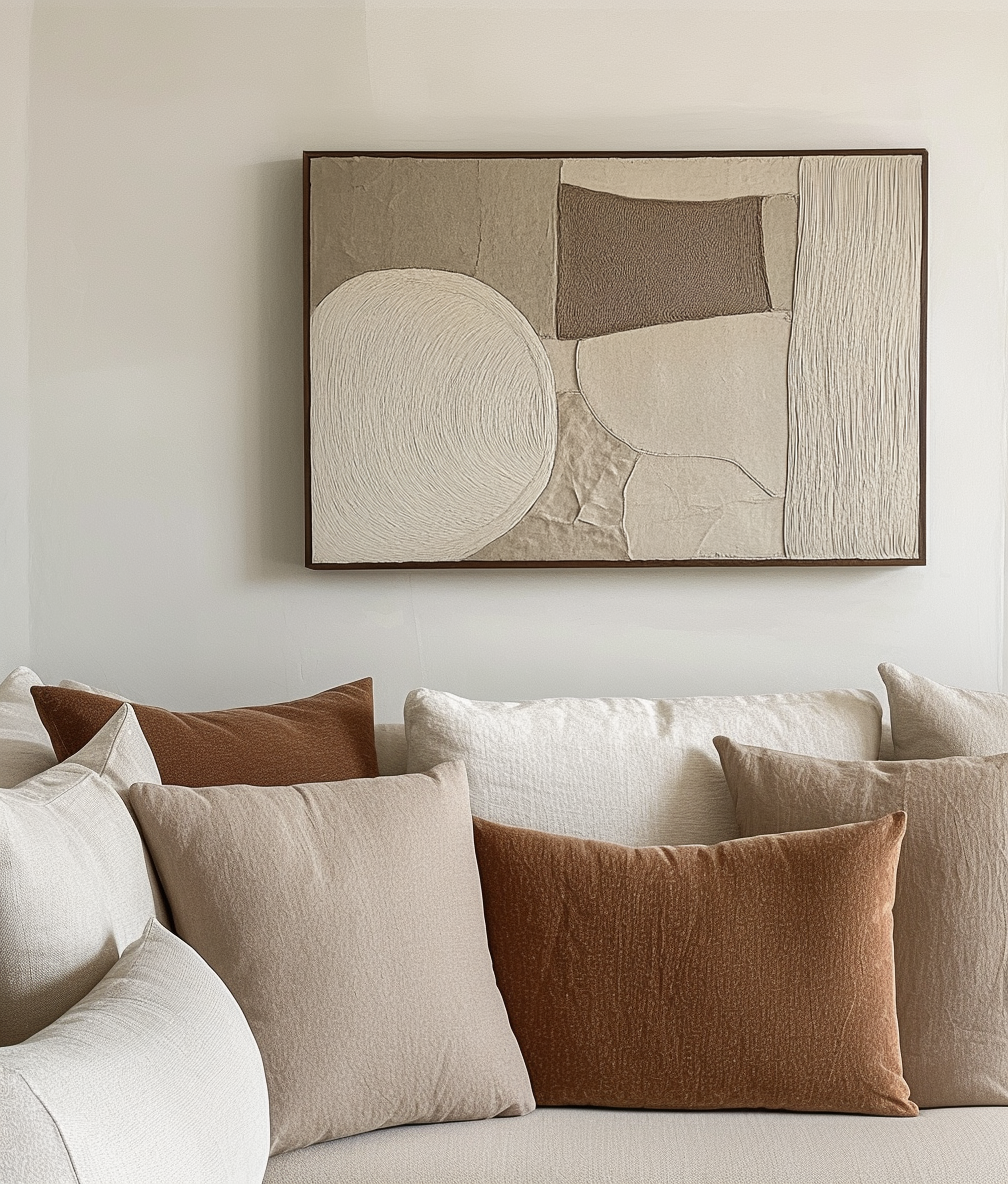 Minimalist abstract oil painting with neutral tones