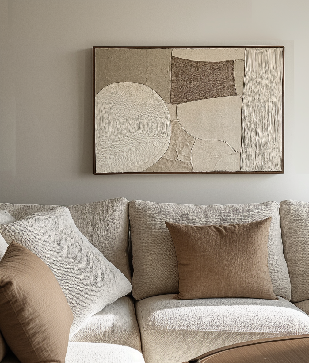 Minimalist abstract oil painting with neutral tones