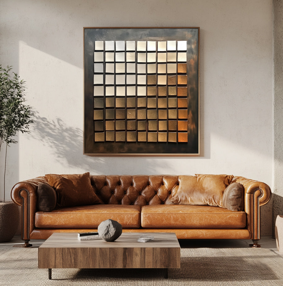 Modern Abstract Painting in Earthy Tones for Industrial Decor
