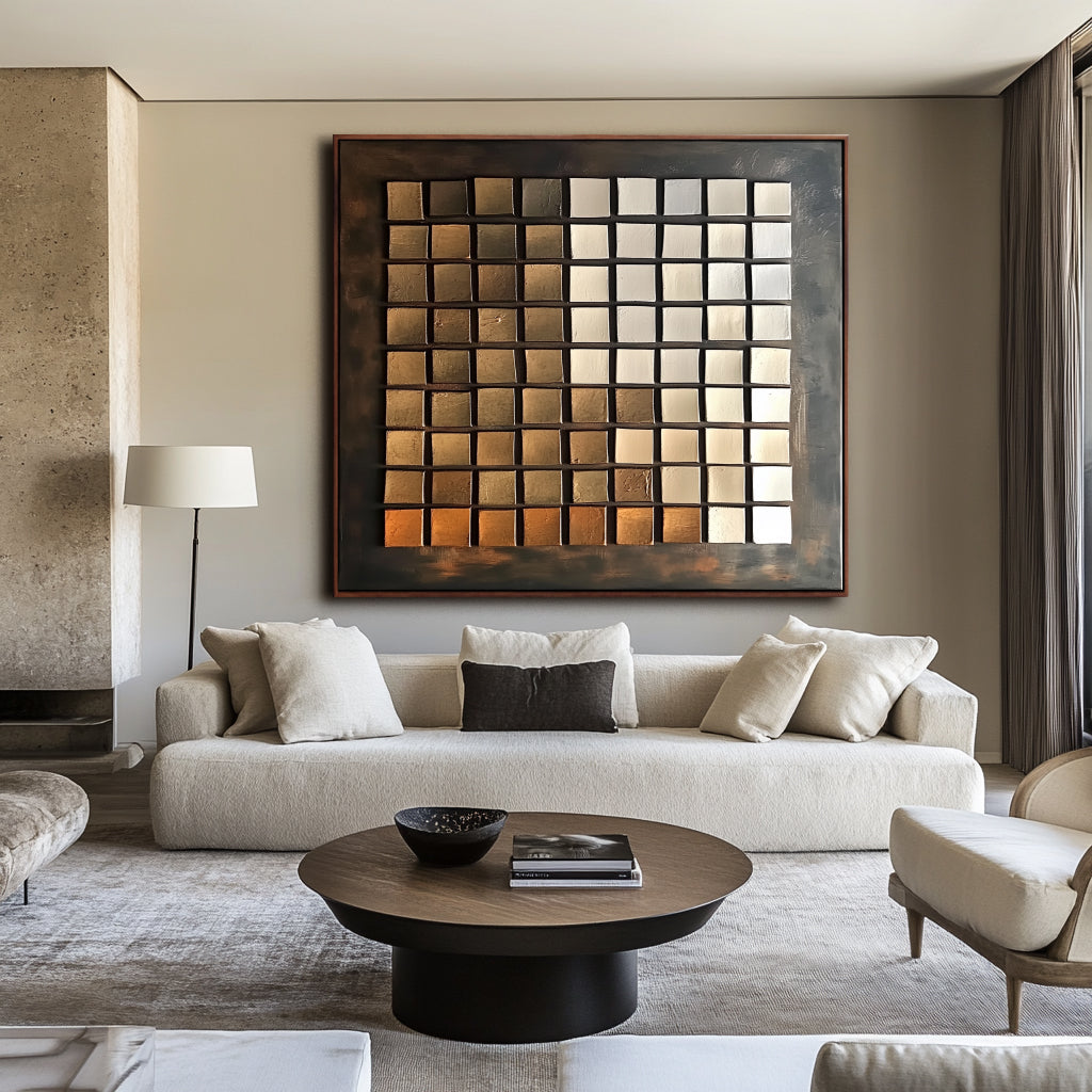 Modern Abstract Painting in Earthy Tones for Industrial Decor