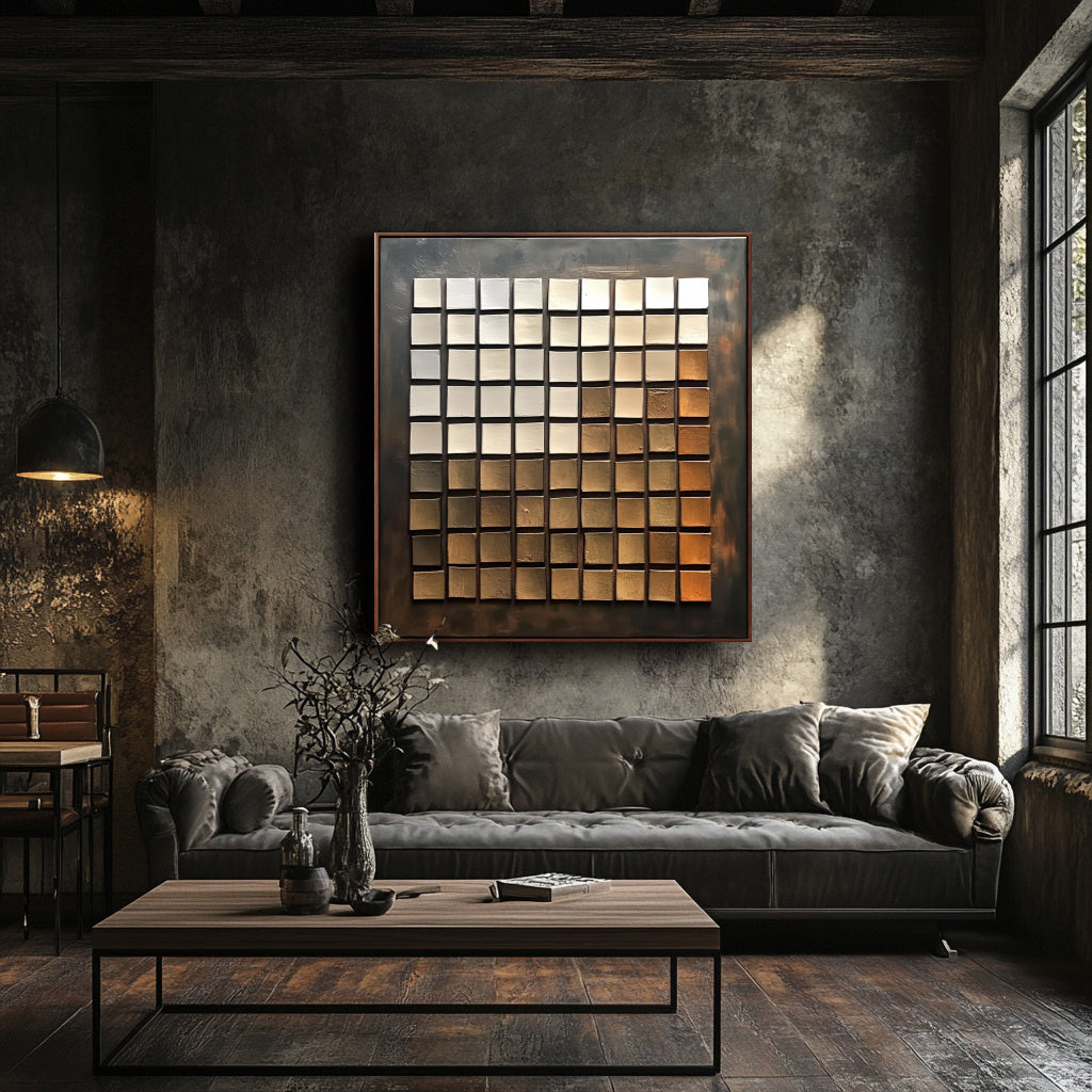 Modern Abstract Painting in Earthy Tones for Industrial Decor