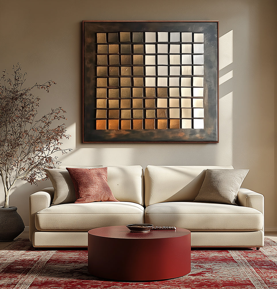 Modern Abstract Painting in Earthy Tones for Industrial Decor