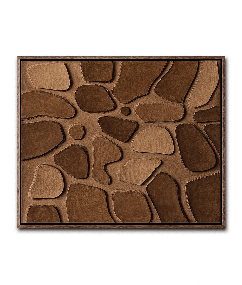Modern Abstract Textured Wall Art: Warm Brown Organic Geometric Shapes for Contemporary Home Decor