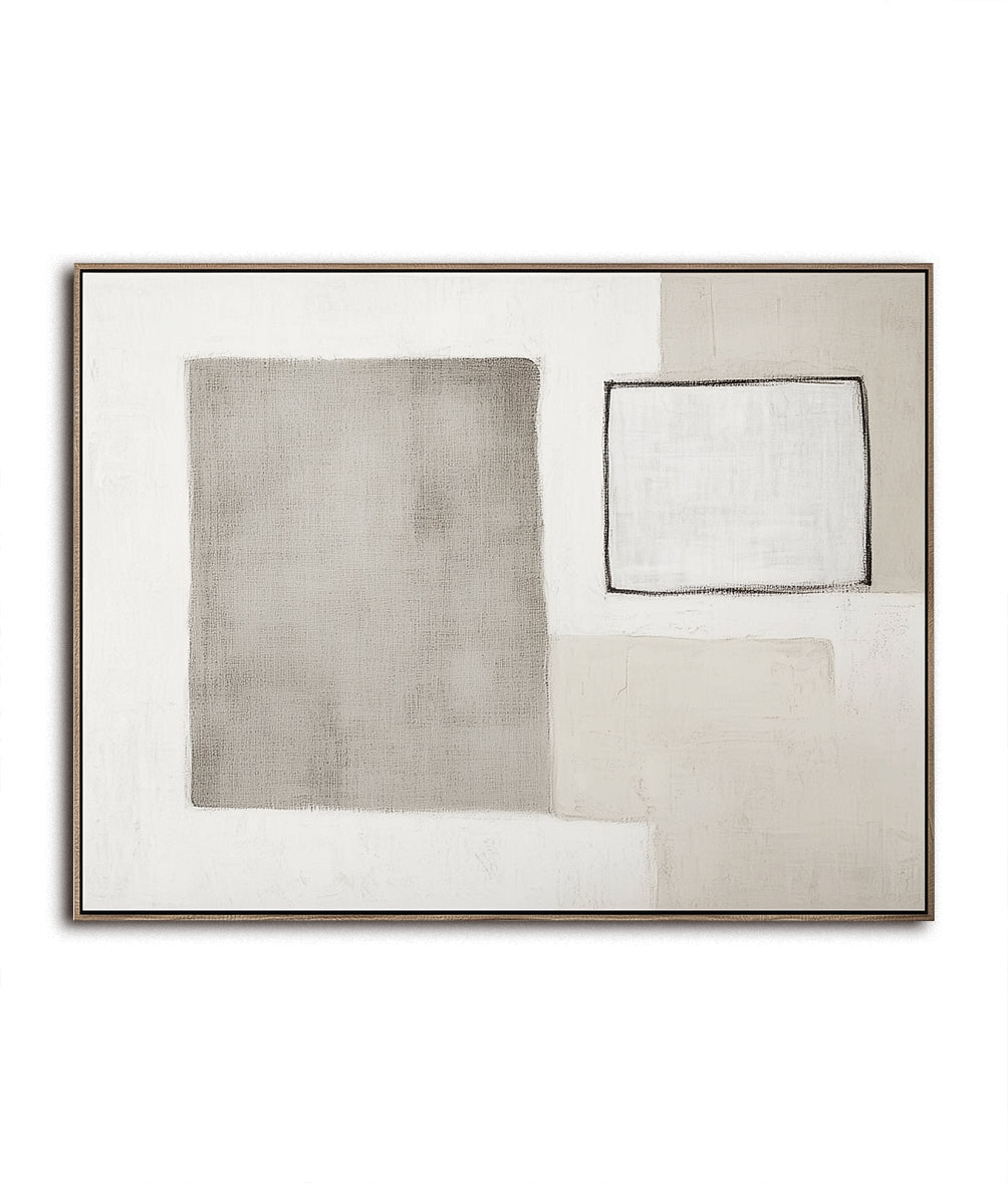 Modern Minimalist Abstract Wall Art: Geometric Shapes in Neutral Gray Tones for Contemporary Interiors